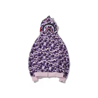 A Bathing Ape Shark Purple Pink Full-Zip Hood Appliqué Hoodie