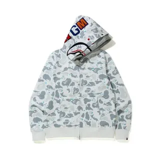 A Bathing Ape Shark White Gray Full-Zip Hood Hoodie