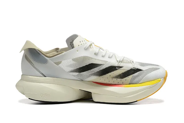 Adidas Adios Pro 3 Lightstrike Pro White Gray Yellow Coral Running Shoes 5