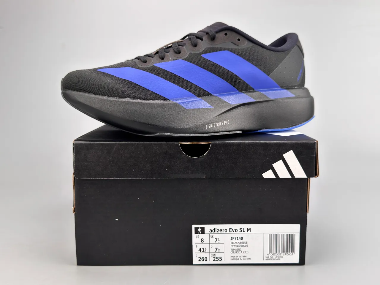 Adidas Adizero Evo.S কালো এবং নীল দৌড়ের জুতো 4
