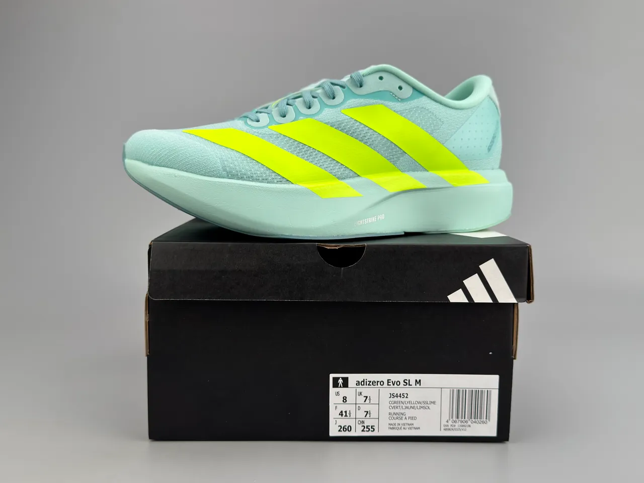 Adidas Adizero Evo SL Mint Green Neon Yellow Running Shoes 2