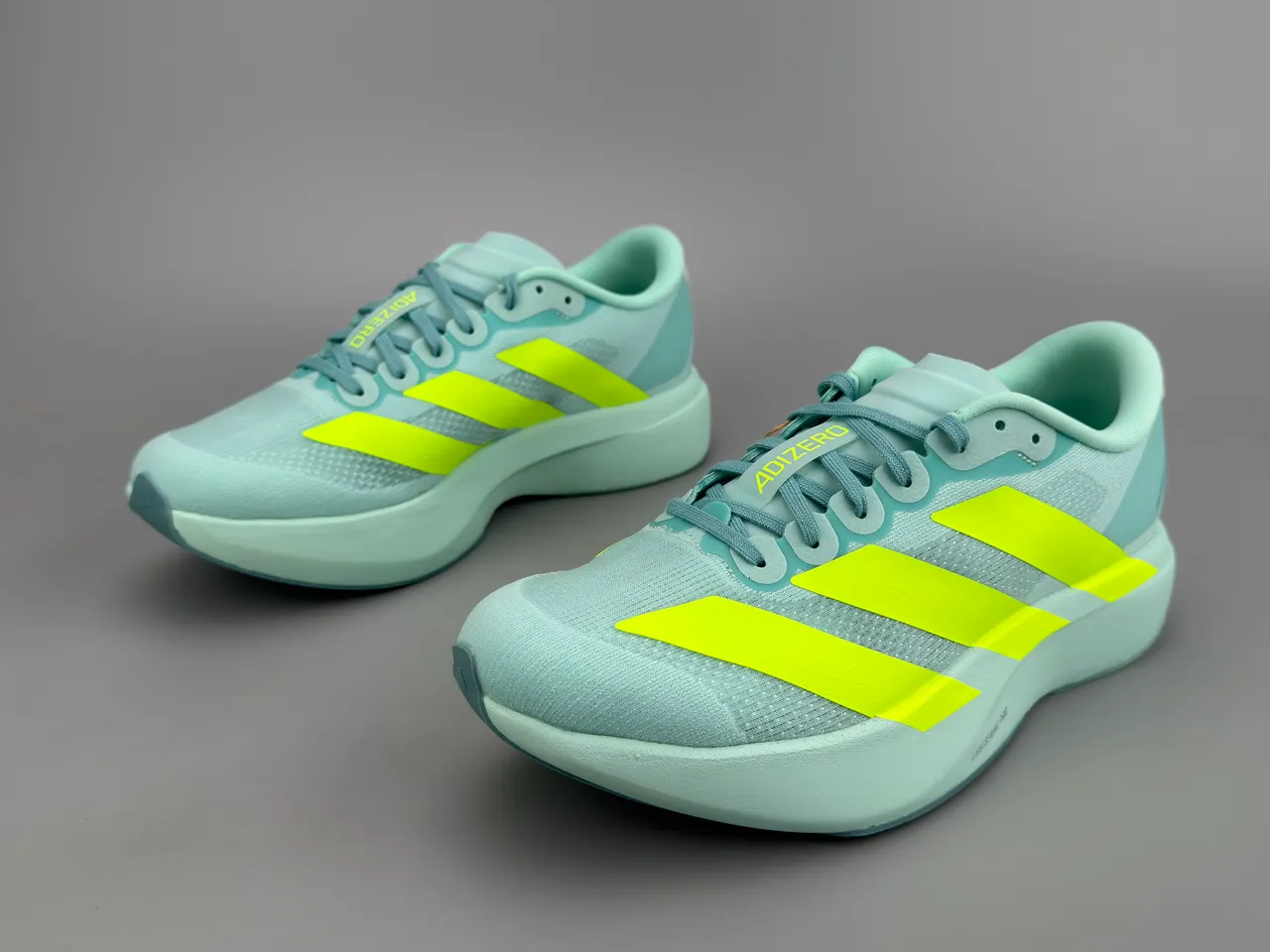 Adidas Adizero Evo SL Mint Green Neon Yellow Running Shoes 7
