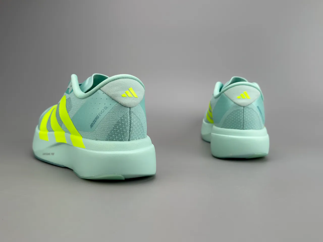Adidas Adizero Evo SL Mint Green Neon Yellow Running Shoes 8