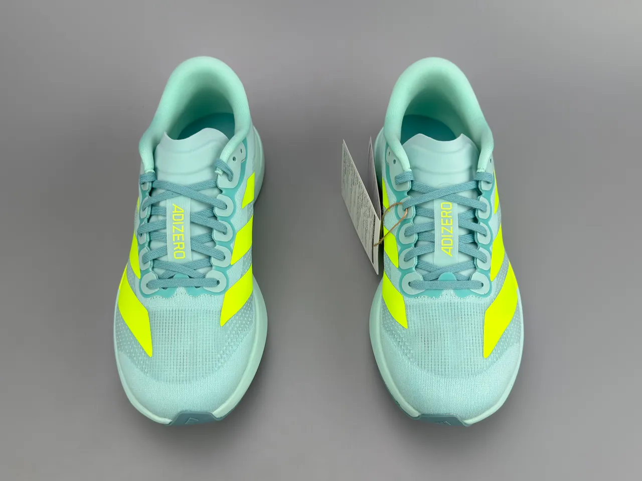 Adidas Adizero Evo SL Mint Green Neon Yellow Running Shoes 9