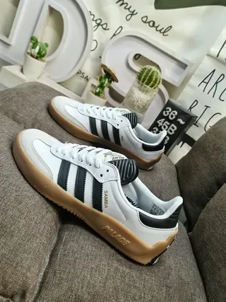 Adidas 军绿色黄色 低帮 麂皮皮革混合 生活方式运动鞋 7
