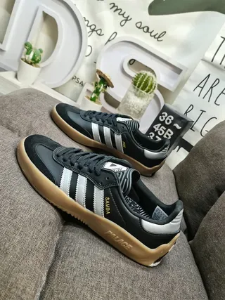 Adidas 军绿色黄色 低帮 麂皮皮革混合 生活方式运动鞋 17