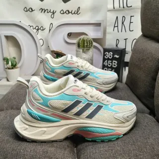 Adidas 米色蓝色 平台底 层叠网布和合成上层 厚底鞋