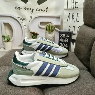 Adidas بيج أزرق ريترو رانر أحذية رياضية نمط حياة ذات طبقات نسيج علوية