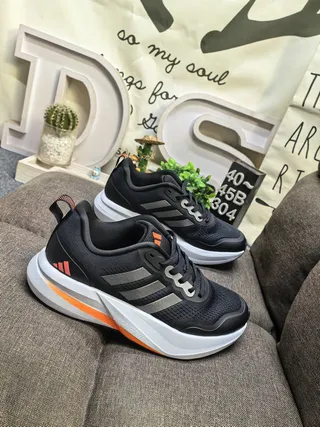 Adidas Black and Orange Mesh Running Sneakers 9