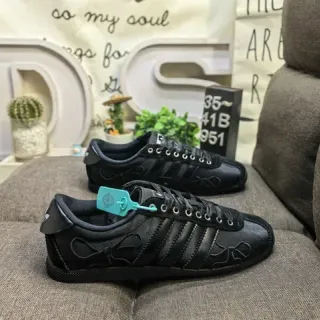 Adidas أسود أزرق جلد علوي لوحة جانبية ثلاث خطوط أسلوب حياة