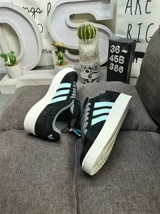 Adidas Tênis Lifestyle com Upper de Camurça Preto e Azul, Três Listras Coloridas 6