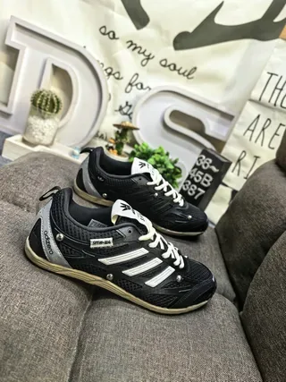 Adidas Black White Mesh Upper Three Stripes Lifestyle Sneakers 9