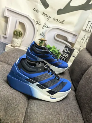 Adidas Blue Black Low-Top Mesh-and-Synthetic Upper Running Shoes 9
