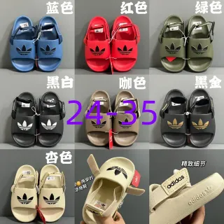 Adidas أزرق أسود مبني من EVA بناء حزام أمامي واسع واحد صندل كاجوال