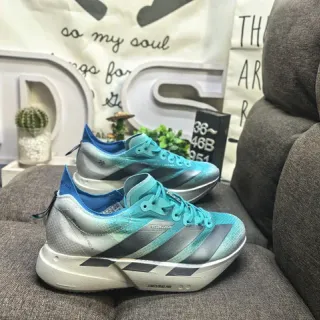 Adidas Bleu Gris Gradient Turquoise Upper Mesh Overlay Chaussures de course