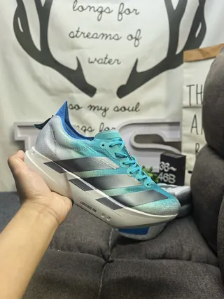 Adidas Blue Gray Gradient Turquoise Upper Mesh Overlay Running Shoes 5