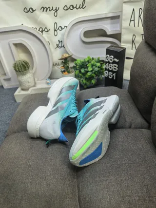 Adidas Blue Gray Gradient Turquoise Upper Mesh Overlay Running Shoes 6
