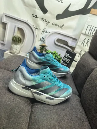 Adidas Blue Gray Gradient Turquoise Upper Mesh Overlay Running Shoes 9
