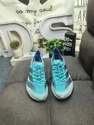 Adidas Blue Gray Gradient Turquoise Upper Mesh Overlay Running Shoes 10