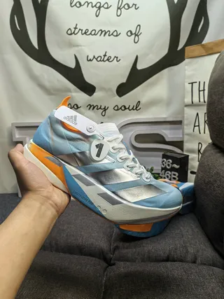 Adidas 蓝橙 流线型赛车轮廓 工程网面鞋面 跑鞋 5