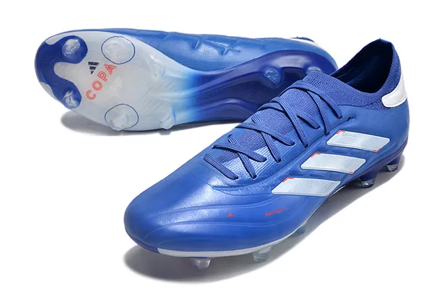 Adidas Blue White Low-Cut Sock-Fit Collar Synthetic Leather Upper Firm-Ground Soccer Shoes 18