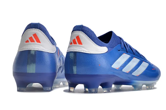 Adidas Blue White Low-Cut Sock-Fit Collar Synthetic Leather Upper Firm-Ground Soccer Shoes 19