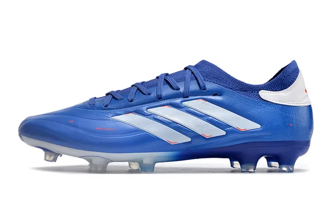 Adidas Blue White Low-Cut Sock-Fit Collar Synthetic Leather Upper Firm-Ground Soccer Shoes 21