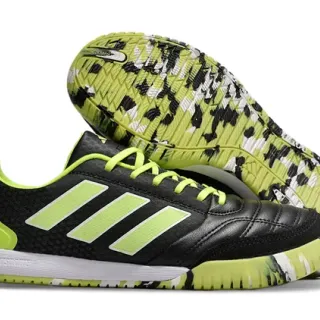 Adidas Copa Black Green أحذية كرة القدم الداخلية منخفضة الارتفاع ذات الوجه العلوي من الجلد والشبك