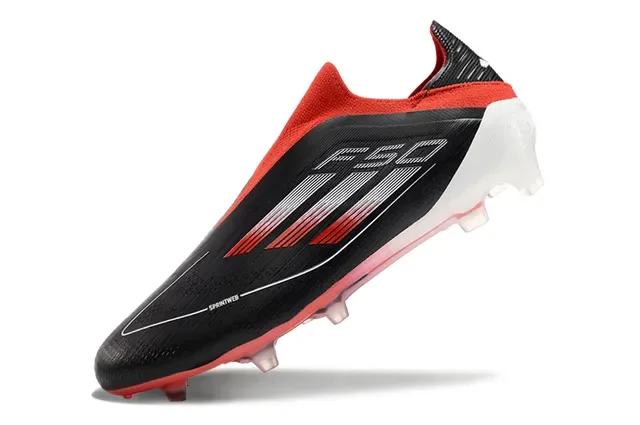Adidas F50 Black Red Low-Cut Sock-Fit Upper Sprintweb Mesh Firm-Ground Soccer Shoes 3