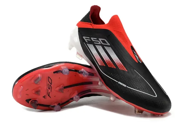 Adidas F50 Black Red Low-Cut Sock-Fit Upper Sprintweb Mesh Firm-Ground Soccer Shoes 4