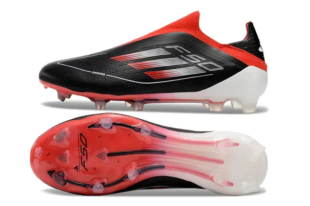 Adidas F50 Black Red Low-Cut Sock-Fit Upper Sprintweb Mesh Firm-Ground Soccer Shoes 6