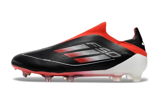 Adidas F50 Black Red Low-Cut Sock-Fit Upper Sprintweb Mesh Firm-Ground Soccer Shoes 7