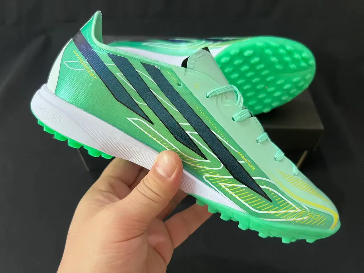 Adidas F50 Verde Negro Low-Cut Synthetic Upper Sprintweb Cage Construction Zapatos de Fútbol para Césped 6