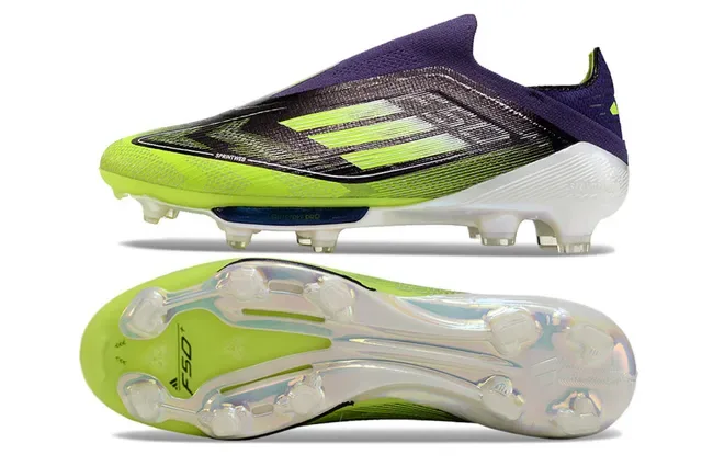 Adidas F50 Vert Violet Collet Chaussette Gradient Noir à Lime Haut Firm-Ground Chaussures de Football 6