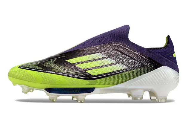 Adidas F50 Vert Violet Collet Chaussette Gradient Noir à Lime Haut Firm-Ground Chaussures de Football 7