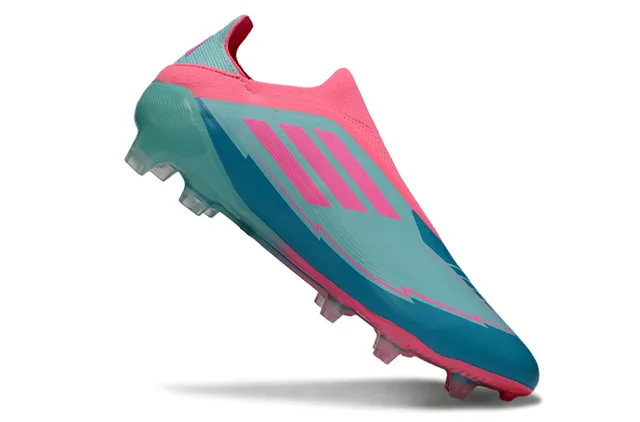 Adidas F50 Zapatos de fútbol rosa y turquesa para césped natural 2