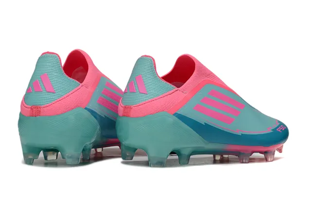 Adidas F50 Zapatos de fútbol rosa y turquesa para césped natural 5