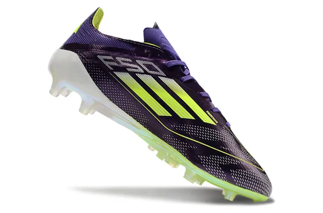 Adidas F50 Purple Green Low-Cut Synthetic Upper con Detalle de Rayas Neón Lime Firm-Ground Zapatos de Fútbol 2
