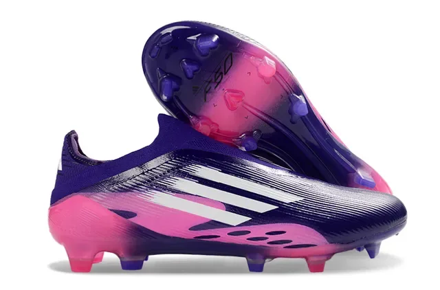Adidas F50 Violet Rose Low-Cut Sock-Fit Upper Gradient Colorway Terrain Ferme Chaussures de football 1
