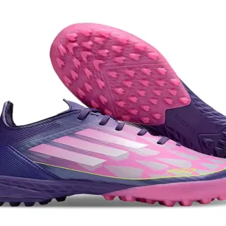 Adidas F50 Botas de Futebol Turf Roxo Rosa Low-Cut Upper Sintético com Três Rayas Superpostas
