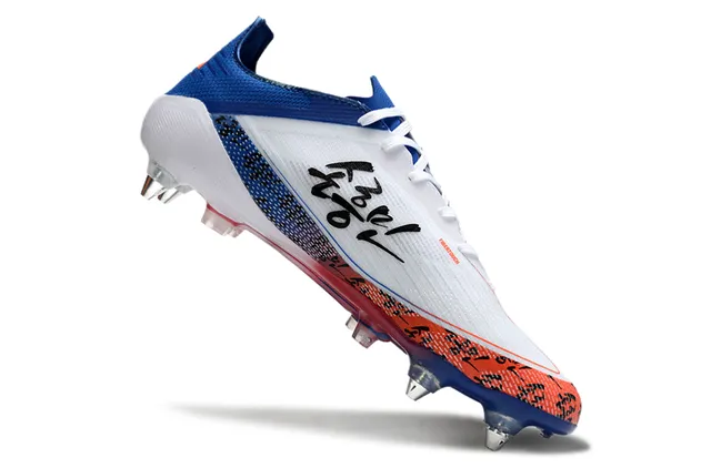 Adidas F50 Branco Azul Baixo Corte Focado na Velocidade Campo Firme Sapatos de Futebol 2