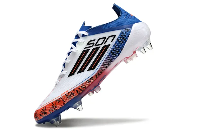 Adidas F50 Branco Azul Baixo Corte Focado na Velocidade Campo Firme Sapatos de Futebol 3