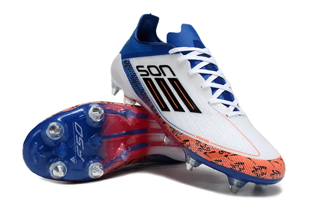 Adidas F50 Branco Azul Baixo Corte Focado na Velocidade Campo Firme Sapatos de Futebol 4