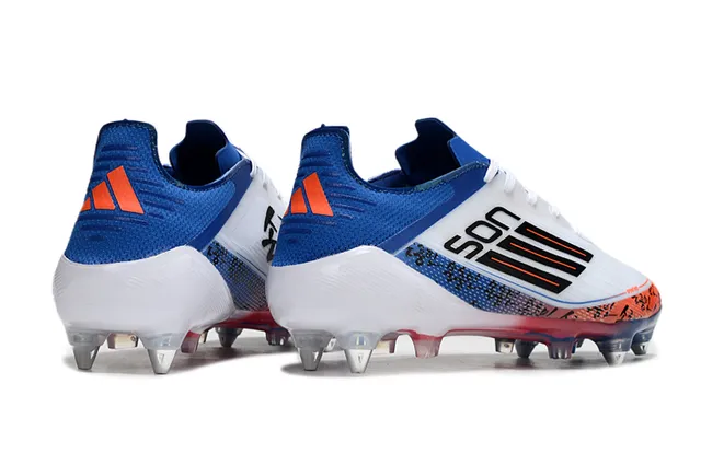 Adidas F50 Branco Azul Baixo Corte Focado na Velocidade Campo Firme Sapatos de Futebol 5