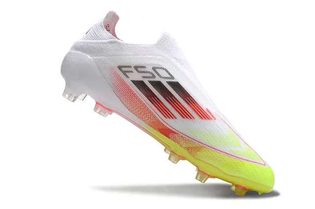 Adidas F50 白黄色袜套领渐变红条纹钉地足球鞋 2
