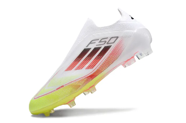 Adidas F50 白黄色袜套领渐变红条纹钉地足球鞋 3