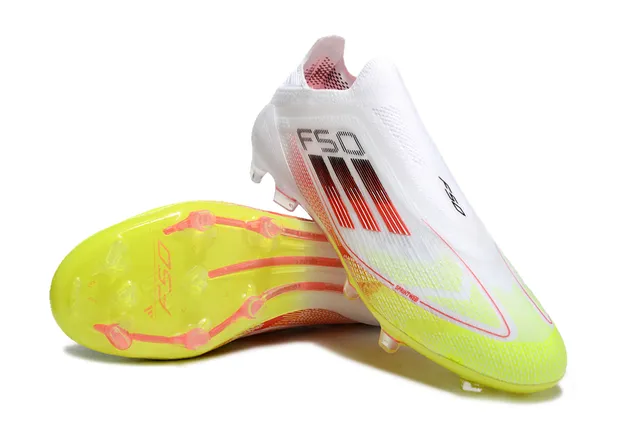 Adidas F50 白黄色袜套领渐变红条纹钉地足球鞋 4