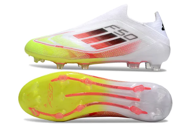 Adidas F50 白黄色袜套领渐变红条纹钉地足球鞋 6