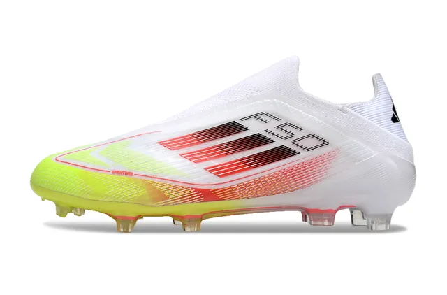 Adidas F50 白黄色袜套领渐变红条纹钉地足球鞋 7