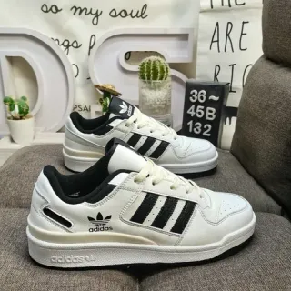 Adidas Forum أبيض أسود منخفض جلد علوي أسلوب حياة رياضي